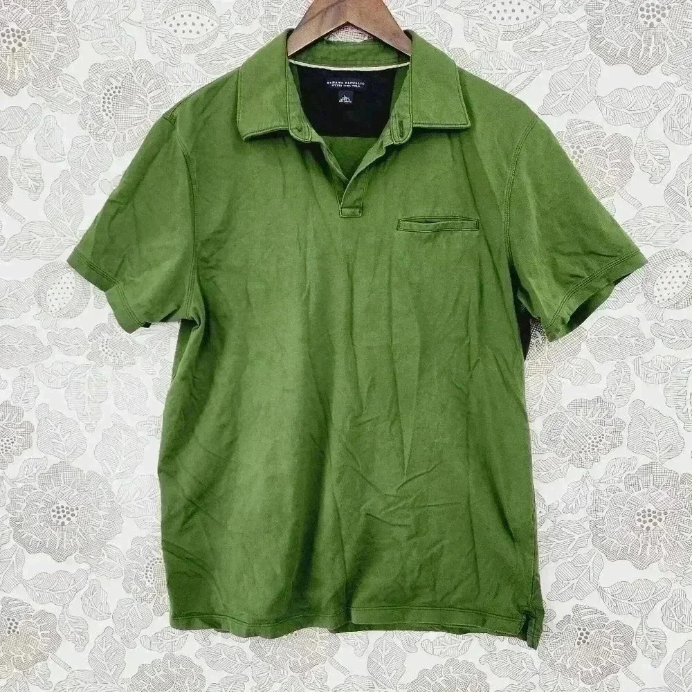 Banana Republic Fitted Pima Polo Short Sleeve Shirt Men's L